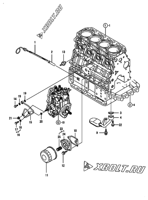  Система смазки двигателя Yanmar 4TNV88-KLAN