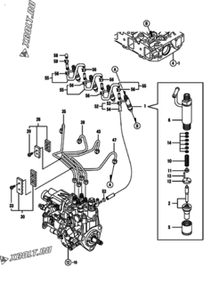  Двигатель Yanmar 4TNV88-KLAN, узел -  Форсунка 