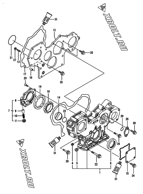  Корпус редуктора двигателя Yanmar 4TNV84-KLAN