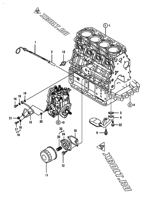  Система смазки двигателя Yanmar 4TNV84-KLAN