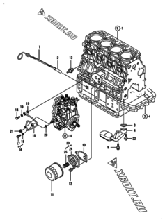 Двигатель Yanmar 4TNV84-KLAN, узел -  Система смазки 