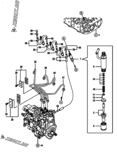  Двигатель Yanmar 4TNV84-KLAN, узел -  Форсунка 