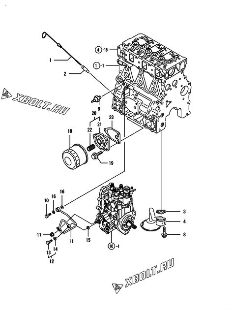  Система смазки двигателя Yanmar 3TNV82A-GGK