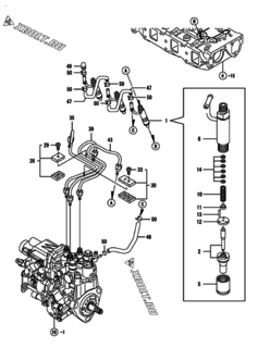  Двигатель Yanmar 3TNV82A-GGK, узел -  Форсунка 
