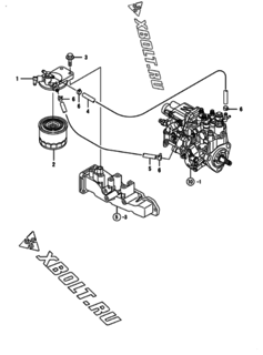  Двигатель Yanmar 3TNV82A-GGK, узел -  Топливопровод 