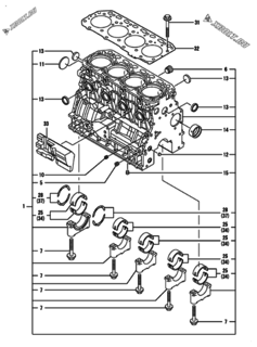  Двигатель Yanmar 4TNV84T-GKM, узел -  Блок цилиндров 