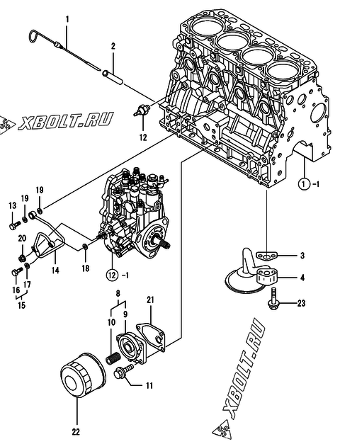  Система смазки двигателя Yanmar 4TNV88-GKM