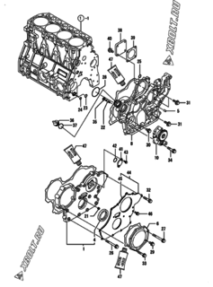  Двигатель Yanmar 4TNV98-GGK, узел -  Корпус редуктора 