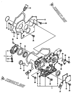  Двигатель Yanmar 4TNV88-XMS, узел -  Корпус редуктора 