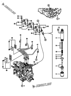  Двигатель Yanmar 4TNV88-XMS, узел -  Форсунка 