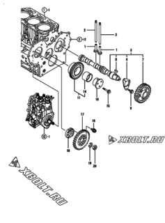  Двигатель Yanmar 3TNV88-GKM, узел -  Распредвал и приводная шестерня 