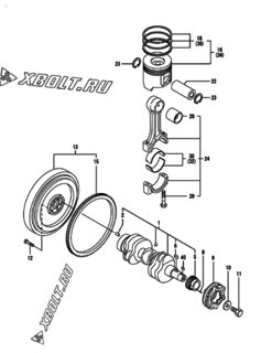  Двигатель Yanmar 3TNV88-GKM, узел -  Коленвал и поршень 