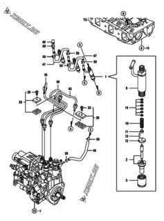  Двигатель Yanmar 3TNV88-GKM, узел -  Форсунка 