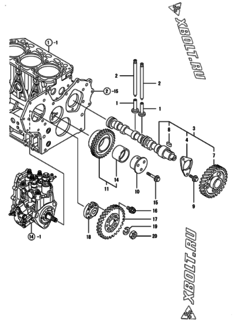  Двигатель Yanmar 3TNV84T-GKM, узел -  Распредвал и приводная шестерня 