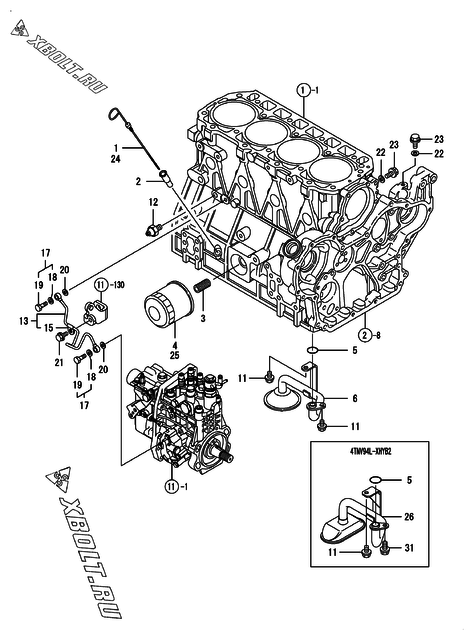  Система смазки двигателя Yanmar 4TNV94L-XHYB