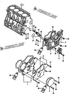  Двигатель Yanmar 4TNV94L-PHYBY, узел -  Корпус редуктора 
