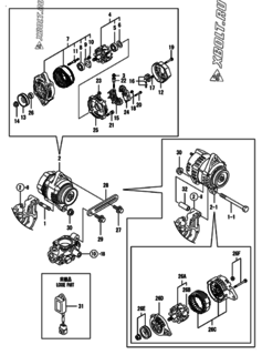  Двигатель Yanmar 4TNV94L-PHYBW, узел -  Генератор 