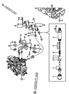  Двигатель Yanmar 3TNV82A-DCR, узел -  Форсунка 