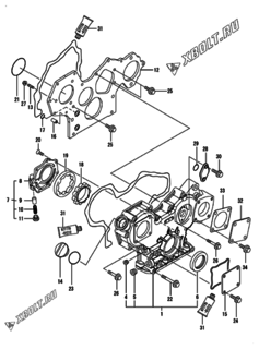  Двигатель Yanmar 3TNV88-DCR, узел -  Корпус редуктора 