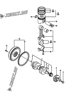  Двигатель Yanmar 3TNV88-DCR, узел -  Коленвал и поршень 