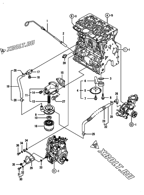  Система смазки двигателя Yanmar 3TNV88-DCR