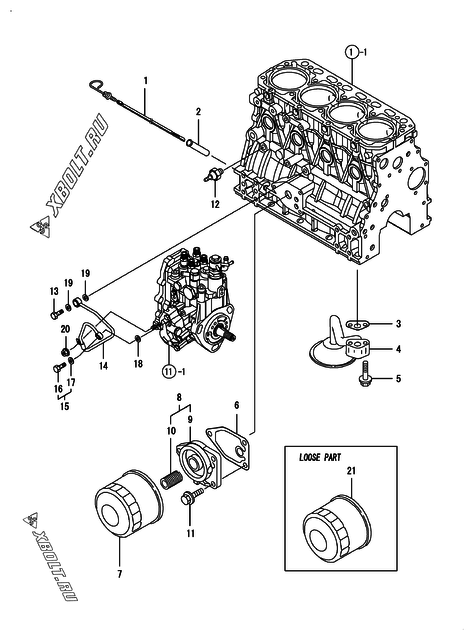  Система смазки двигателя Yanmar 4TNV88-SSU