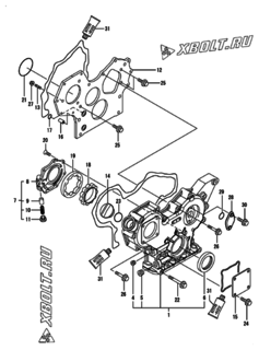  Двигатель Yanmar 3TNV88-XAMM, узел -  Корпус редуктора 