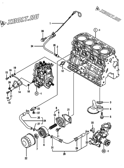  Система смазки двигателя Yanmar 4TNV88-MHW