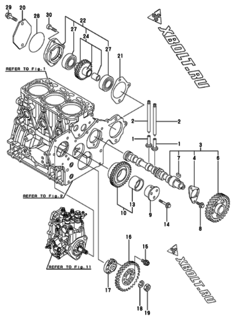  Двигатель Yanmar 3TNV88-XWA, узел -  Распредвал и приводная шестерня 