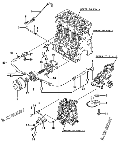  Система смазки двигателя Yanmar 3TNV88-XWA