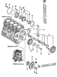  Двигатель Yanmar 4TNV84T-XWA, узел -  Распредвал и приводная шестерня 