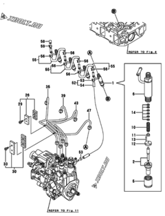  Двигатель Yanmar 4TNV88-XWA, узел -  Форсунка 