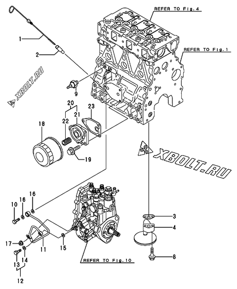  Система смазки двигателя Yanmar 3TNV82A-GMG