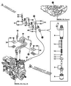  Двигатель Yanmar 3TNV84T-KMP, узел -  Форсунка 