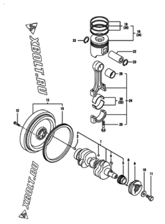  Двигатель Yanmar 3TNV88-XMS, узел -  Коленвал и поршень 