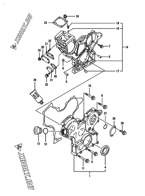  Корпус редуктора двигателя Yanmar 3TNE68-EIKA