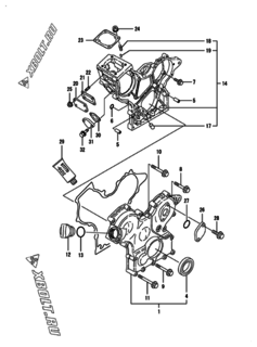  Двигатель Yanmar 3TNE68-EIKA, узел -  Корпус редуктора 