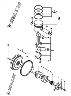  Двигатель Yanmar 3TNE68-EIKA, узел -  Коленвал и поршень 