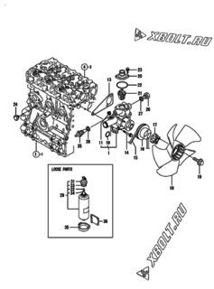  Двигатель Yanmar 3TNE68-EIKA, узел -  Система водяного охлаждения 