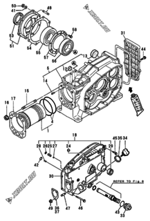  Двигатель Yanmar NFAD8-LIKFW, узел -  Блок цилиндров 
