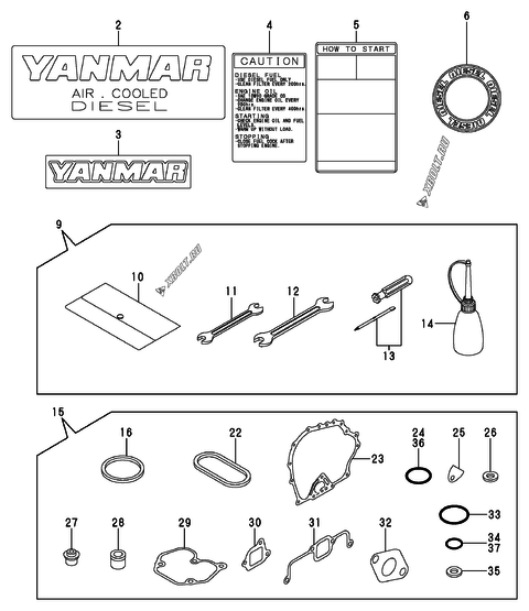  Инструменты, шильды и комплект прокладок двигателя Yanmar L48V6AF3R4AA