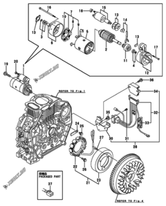  Двигатель Yanmar L70V6GJ1R1AAS5, узел -  Стартер и генератор 
