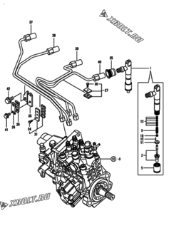  Двигатель Yanmar 4TNV98-Q2FY, узел -  Форсунка 