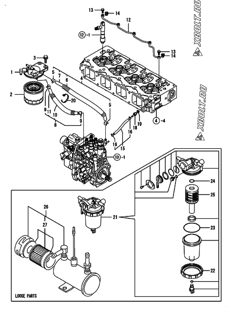  Топливопровод двигателя Yanmar 4TNV98-VHYB