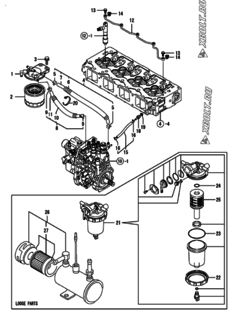  Двигатель Yanmar 4TNV98-VHYB, узел -  Топливопровод 