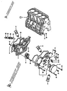  Двигатель Yanmar 4TNE94-DBC, узел -  Корпус редуктора 