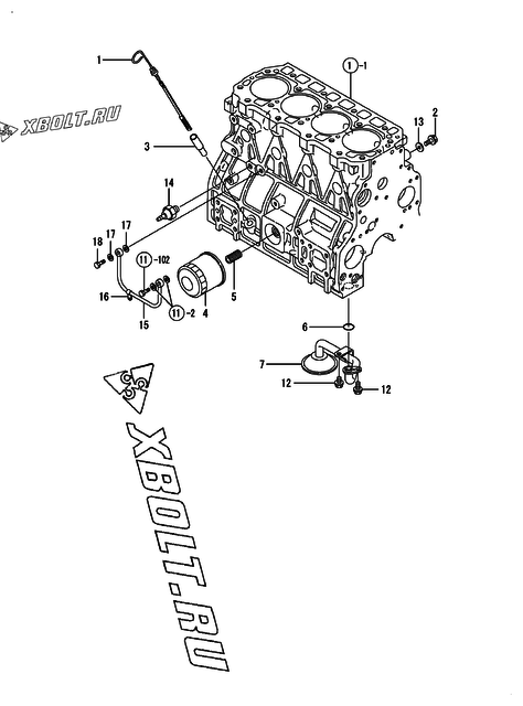  Система смазки двигателя Yanmar 4TNE94-DBC