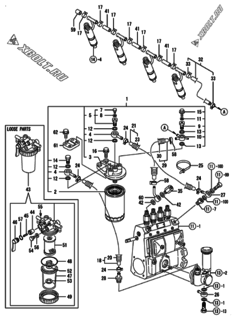  Двигатель Yanmar 4TNE94-DBC, узел -  Топливопровод 