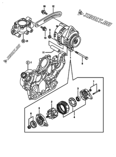  Двигатель Yanmar 4TNE94-DBC, узел -  Генератор 
