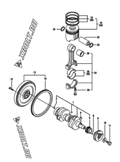  Двигатель Yanmar 3TNV88-XNSS, узел -  Коленвал и поршень 